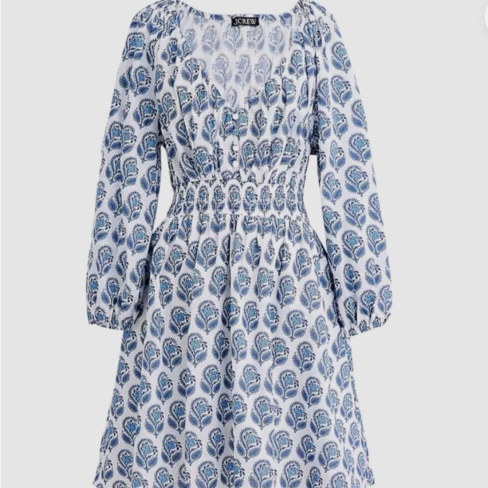 J. Crew V-neck Mini Dress In Bouquet Block Print For Women Size Medium